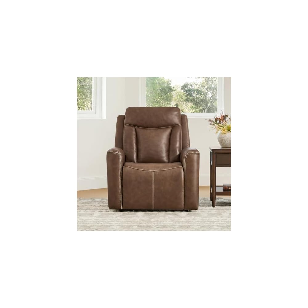 CHITA Genuine Leather Super Zero Gravity Power Recliner Chair, Cafe Brown