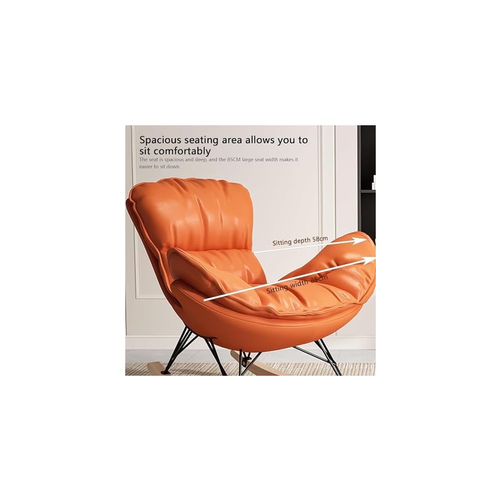 Sofa Rocking Chair Tech Cloth Armchair with Ottoman Mid Century Rocker Recliner,Upholstered Comfy Rocking Chair for Bedroom Living Room(E)