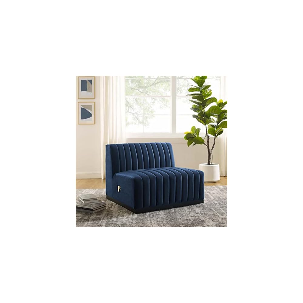 Modway EEI-5500-BLK-GRY Conjure Channel Tufted Performance Velvet Ottoman, Black Gray