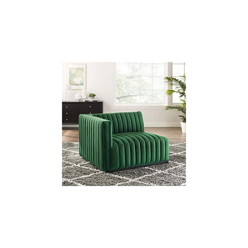 Modway EEI-5500-BLK-GRY Conjure Channel Tufted Performance Velvet Ottoman, Black Gray