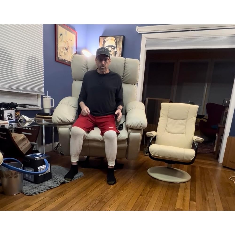 Lay Flat Recliner Lift Chair with Headrest,Infinite Positon Power Lift Recliner Chair for Elderly, Zero Gravity Leather Recliner with Extended Footrest, USB Type C, Cup Holders,Massage and Heat Brown