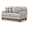 Bowery Hill Modern Polyester Loveseat, Beige Finish, 73" W x 40" D x 41" H, Solid Wood Frame, High-Resiliency Foam Cushions, Windowpane Plaid Accent Pillows, Transitional Farmhouse Living Room Seating