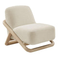 Modway Vander Contemporary Accent Chair in Oak Cream – Textured Fabric Upholstered Lounge Chair with Curved Wood Frame – Fully Assembled Reading Chair