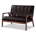 Baxton Studio Nikko 2-Seater Sofa, 29.45LX44.66WX31.59H, Dark Brown