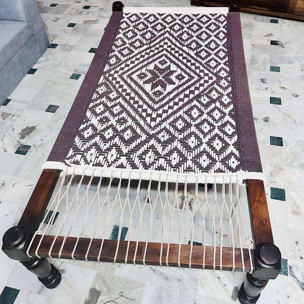 Charpai Day Bed, Traditional Indian Wooden Jute Woven Charpoy Day Bed,Home Décor, Comfotable Indiand Charpai Bed, Handcrafted Bed 3X6 Fit.