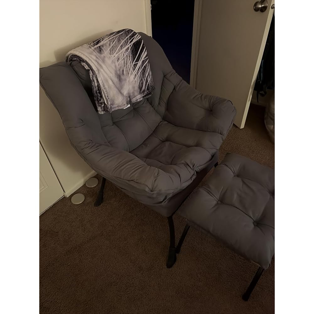 Lazy Chair, Comfy Reading Accent Chair for Bedroom, Beige