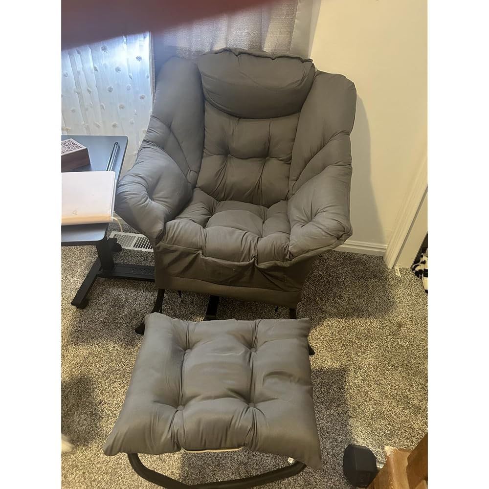 Lazy Chair, Comfy Reading Accent Chair for Bedroom, Beige