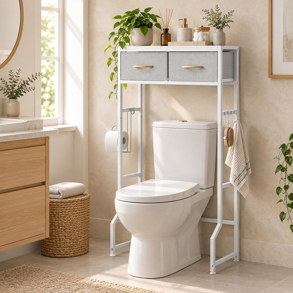 ETELI Over The Toilet Storage Cabinet with 2 Drawers Over The Toilet Shelf