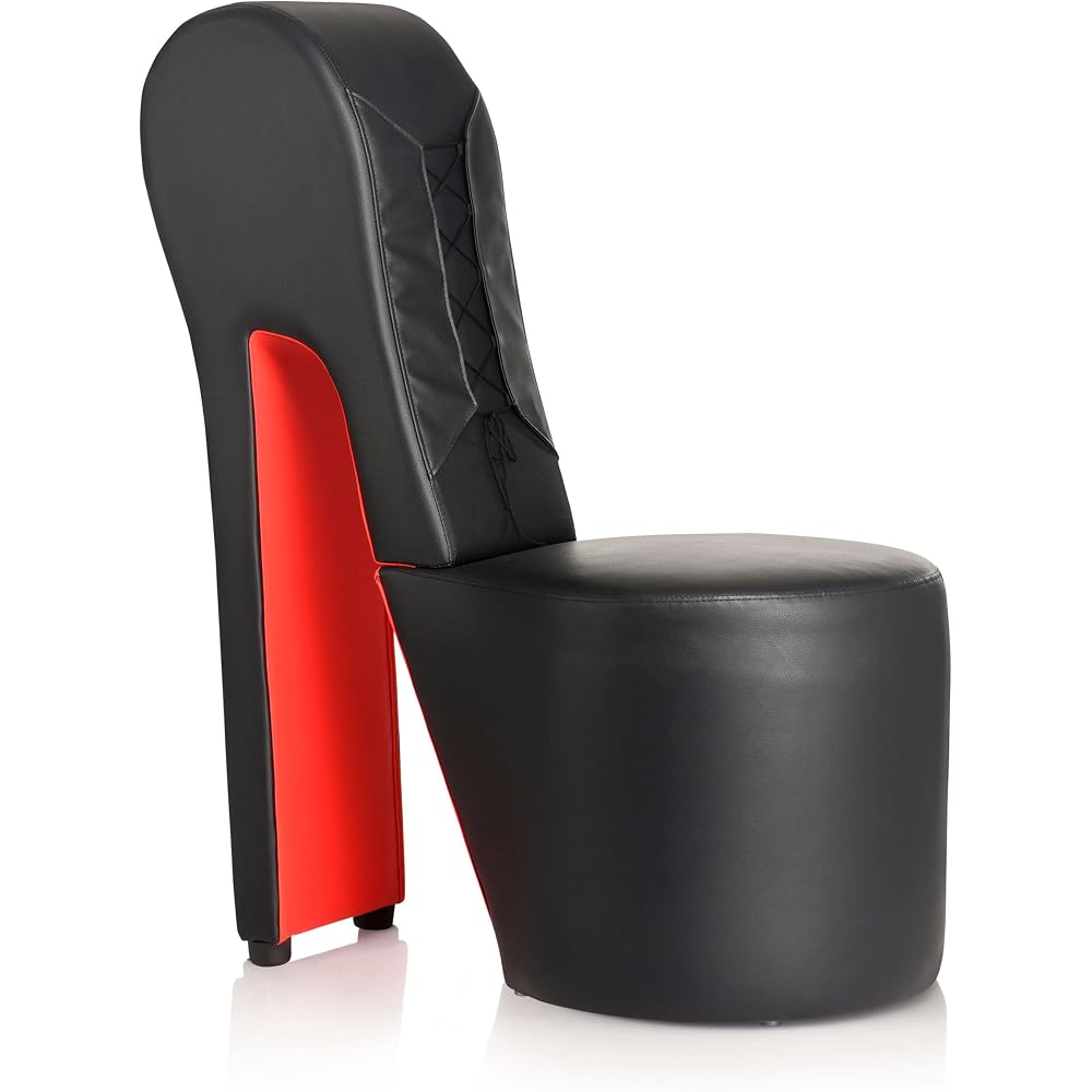 Master Series Red and Black Stiletto Throne Chair, Vegan Leather Decorative Seat - Comfortable and Sturdy, 1 Piece