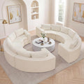 Oversized Half Moon Couch Sets with Deep Seat, Curved Boneless Couches for Living Room, 12 Seater Modular Sectional Sofa with Pillows, Chenille Memory Foam Sofa, No Assembly, White