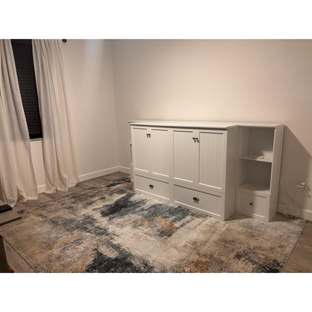 AMERLIFE Queen Size Murphy Bed with Bedside Tables & 3 Storage Drawers