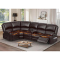 Manual Reclining Sectional Sofa Set, 5 Seats 1+1+3 Leather Reclining