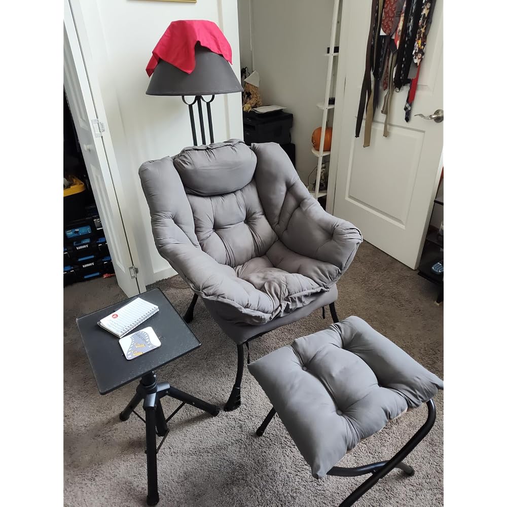 Lazy Chair, Comfy Reading Accent Chair for Bedroom, Beige