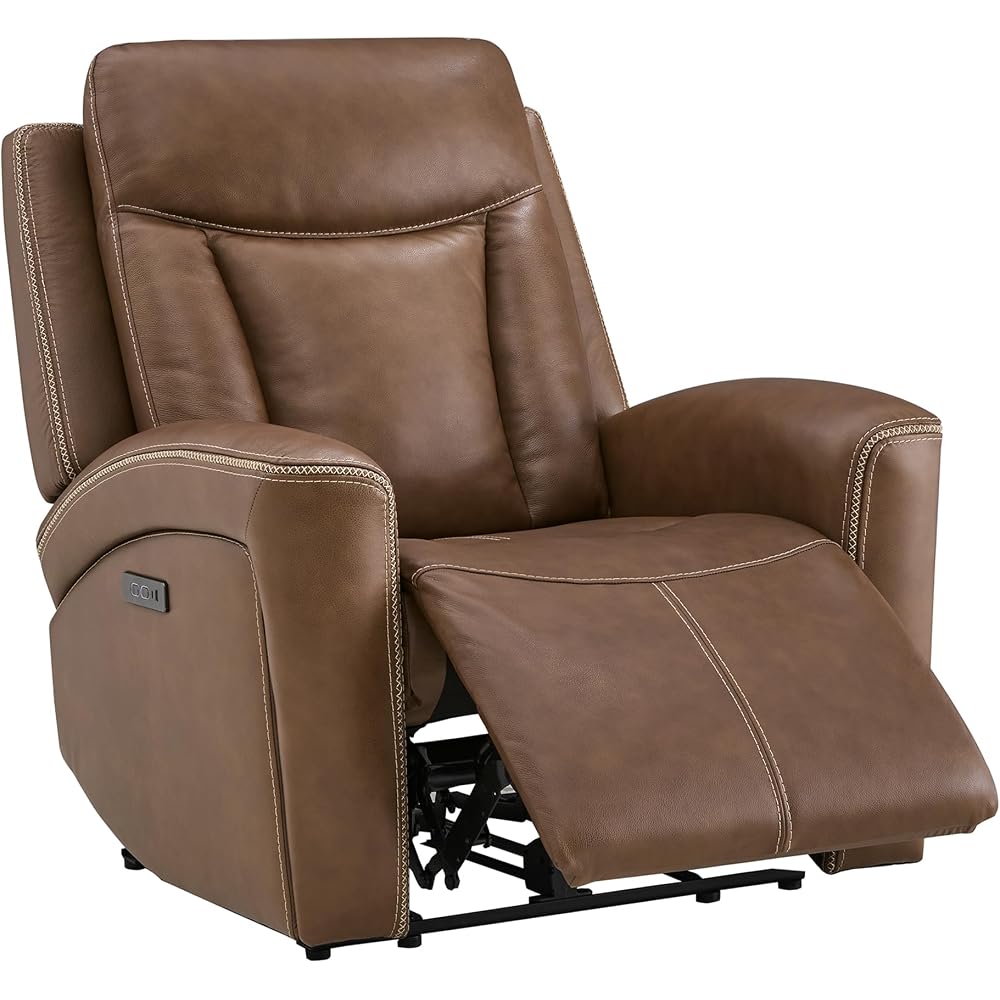 CHITA Genuine Leather Super Zero Gravity Power Recliner Chair, Cafe Brown