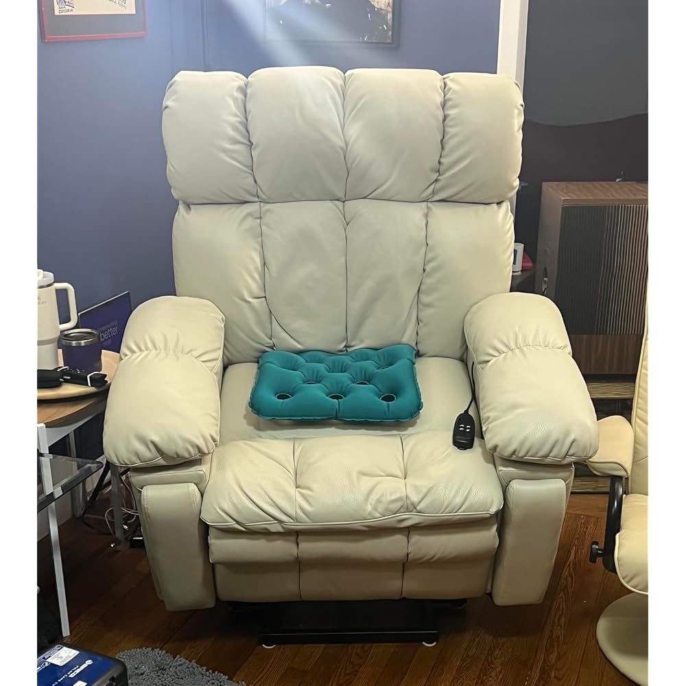 Lay Flat Recliner Lift Chair with Headrest,Infinite Positon Power Lift Recliner Chair for Elderly, Zero Gravity Leather Recliner with Extended Footrest, USB Type C, Cup Holders,Massage and Heat Brown