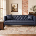GAOMON 81" Faux Leather Couch,3 Seater Chesterfield Sofa,Button Tufted,Blue