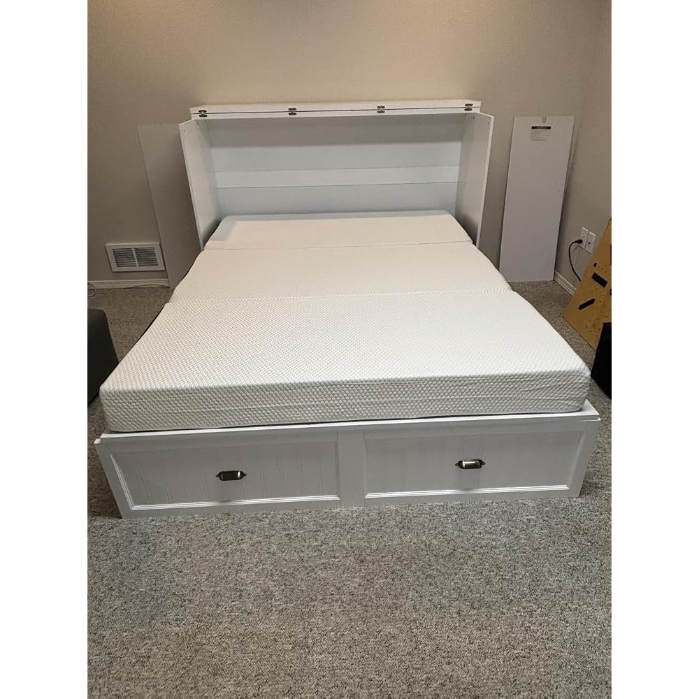 AMERLIFE Queen Size Murphy Bed with Bedside Tables & 3 Storage Drawers