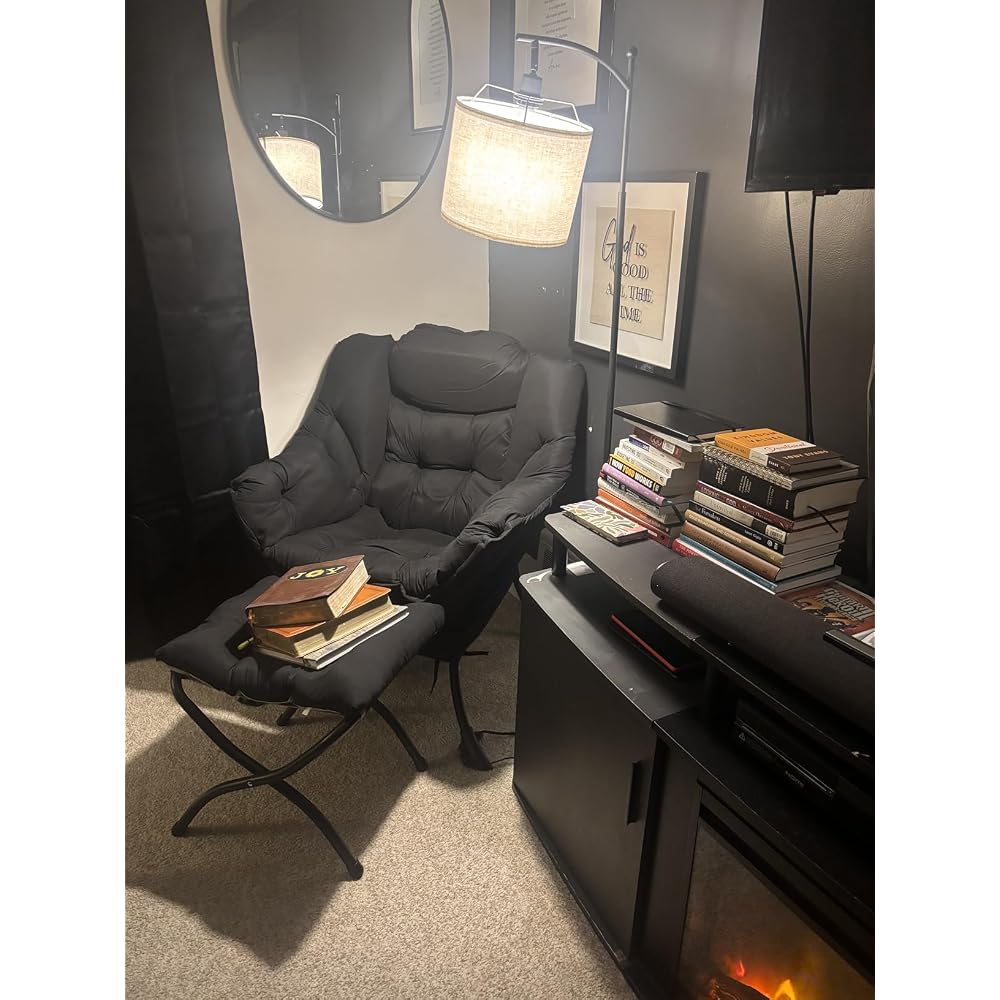 Lazy Chair, Comfy Reading Accent Chair for Bedroom, Beige