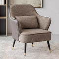Modern Armchair with Waist Pillow,Adult Lazy Sofa Chair Ergonomic Backrest,Upholstered Leisure Chair for Living Room Office,Relax Side Chair Guest Chair (Color : Brown 2, Size : Without)