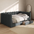 Upholstered Daybed with 2 Storage Drawers, Queen Size Sofa Bed Frame, Gray