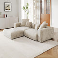 JACH Corduroy Modular Sectional Couch, Oversized Sectional Sofa with Chaise Ottoman, Cushion Covers Removable, Modern Deep 2-Seat Couches for Living Room, Office (Beige)
