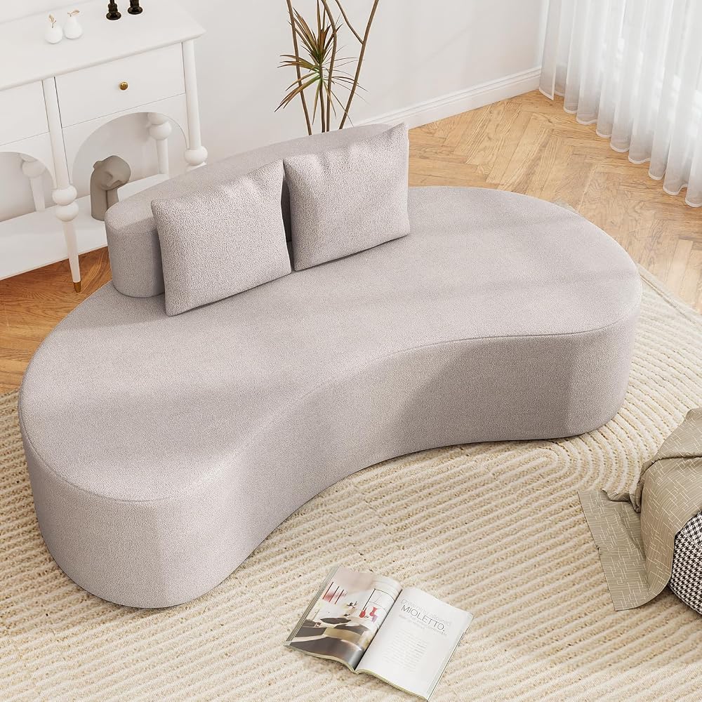 GIANTEX 78.5" Sofa Couch, Upholstered Loveseat with 2 Cozy Pillows, Low Backrest, Padded Seat, Anti-Slip Bottom, No Assembly, Modern Floor Couch for Living Room, Bedroom (Gray)