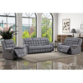 EBELLO Manual 3 Seater Reclining Sofa for Living Room, Soft Fabric Recliner Couch with Padded Headrest and Seat, Reclining Couch for Office, Grey(3-seat Sofa)