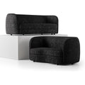 Furniture of America Nimiane Modern Boucle 2 Piece Sofa and Loveseat Set with Curved Arms and Wooden Legs, Accent Furniture Sets for Living Room, Home Office, Bedroom, Black