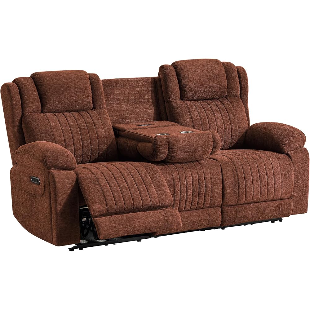 Zero Gravity Power Reclining Sofa, 3-Seat Reclining Couch with Flip Middle Backrest, Power Headrest, Oversized Electric Recliner Sofa with Dual Motor for Living Room(Brown)