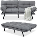 MUUEGM Futon Sofa Bed Couch - Convertible Sofa Bed, Loveseat Sleeper Sofa with Adjustable Backrest, Memory Foam Folding Futon for Living Room, Small Space, Apartment,Light Grey