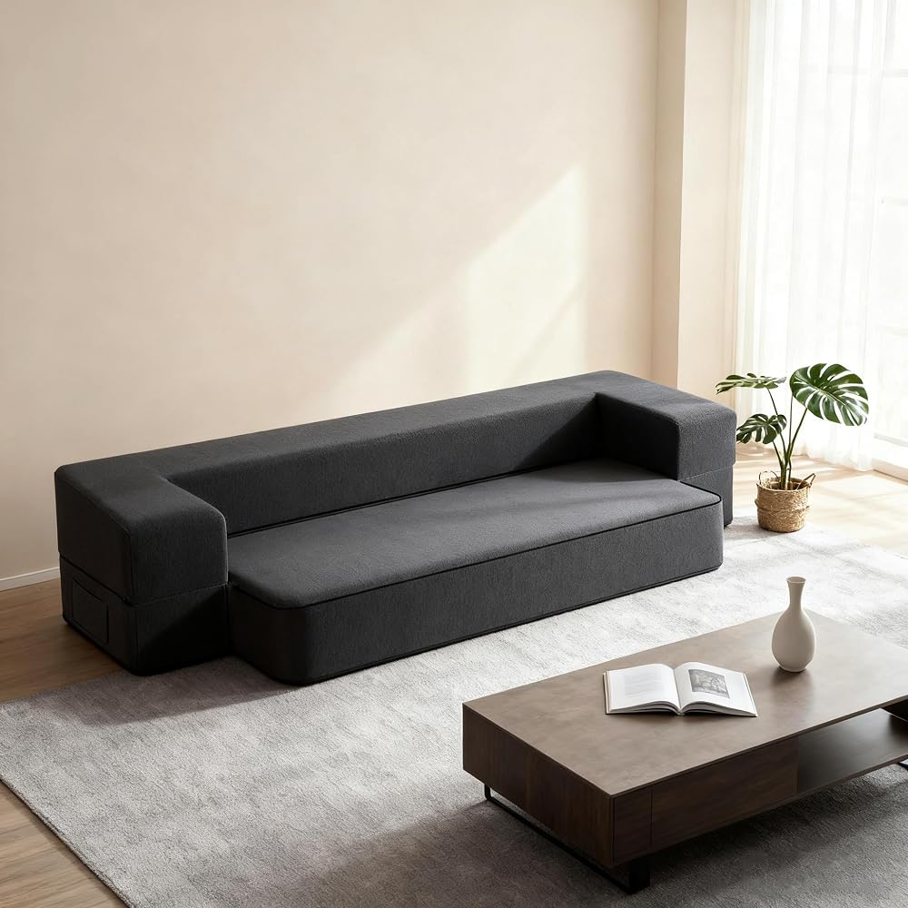 8 Inch Folding Sofa Bed Couch, Memory Foam Convertible Futon Sleeper Chair