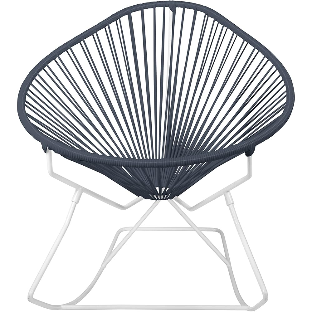 Innit Designs Acapulco Rocker, Grey Weave on White Frame
