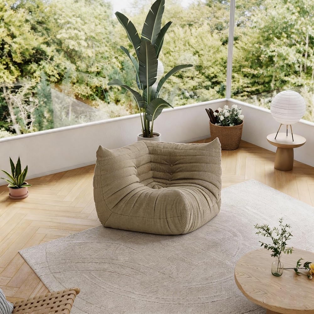 Lazy Floor Sofa,Soft Corduroy One Seat Sofa,Minimalist Couches,Corner Relax Sofa Couch for Living Room Apartment Home Bedroom Office Floor Lounge(Corner Seat,Light Gray)