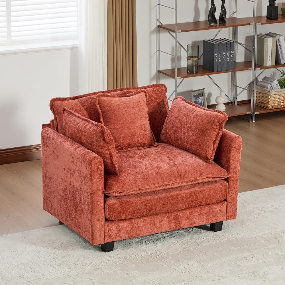 Chenille Fabric Accent Chair, Oversized Single Cloud Sofa Couch Living Room