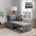 Sleeper Sofa, 4-in-1 Convertible Ottoman Couch Bed, Modern Sackcloth Futon Sofa Bed with 2 Pillows Adjustable Backrest, Recliner Folding Loveseat for Living Room, Apartment Dorm, Office,Grey