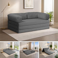 5-in-1 Convertible Sofa Bed,54" Boneless Couch Tri Folding Floor Mattress with Removable L-Shaped Armrests & Handle,Corduroy Futon Couch Sleeper with Pull Out Bed for Living Room Bedroom Apartment