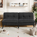 Vongrasig Futon Sofa Bed Velvet Futon Couch with Adjustable Backrest, Small Convertible Folding Sleeper Sofa Bed, Modern Loveseat for Living Room, Bedroom and Small Space, (Black)