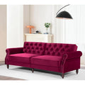 Legend Vansen 87.8 inchs Convertible Velvet Bed Sleeper Futon Sofas, Wine Red