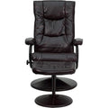 Flash Furniture Rachel Contemporary Multi-Position Recliner and Ottoman with Wrapped Base in Brown LeatherSoft